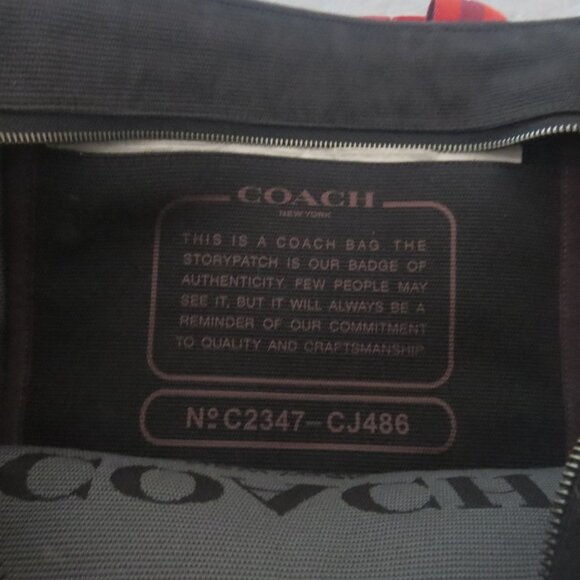 Coach Men’s Canvas & Leather Tote Bag – Black/Red Handles – New (B2) - Picture 7 of 14